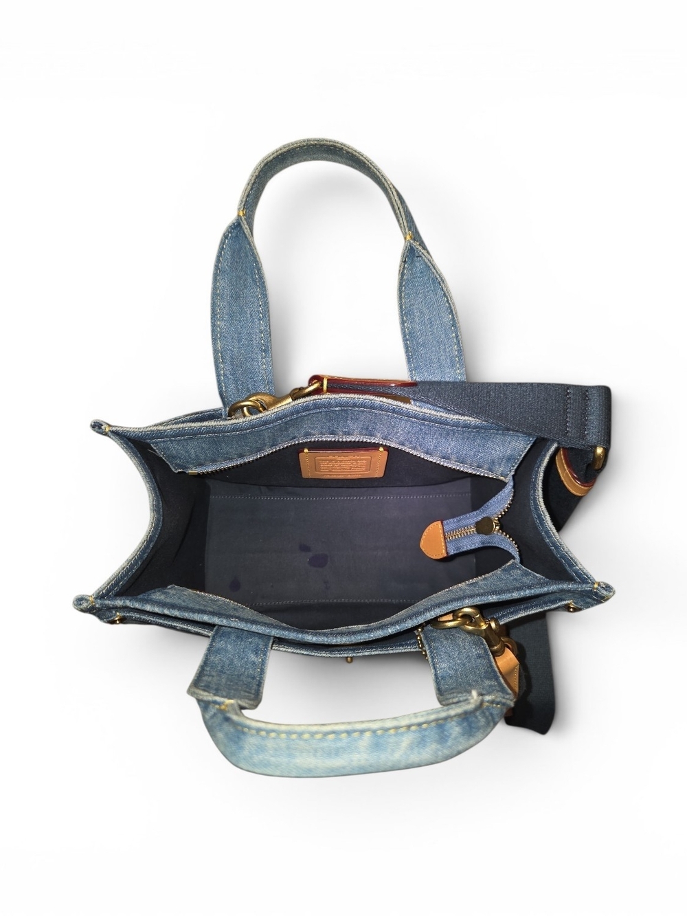 Coach Denim Mini Crossbody Tote in Blue with Tag. Inside Has Some Ink Stains. - Picture 3 of 3